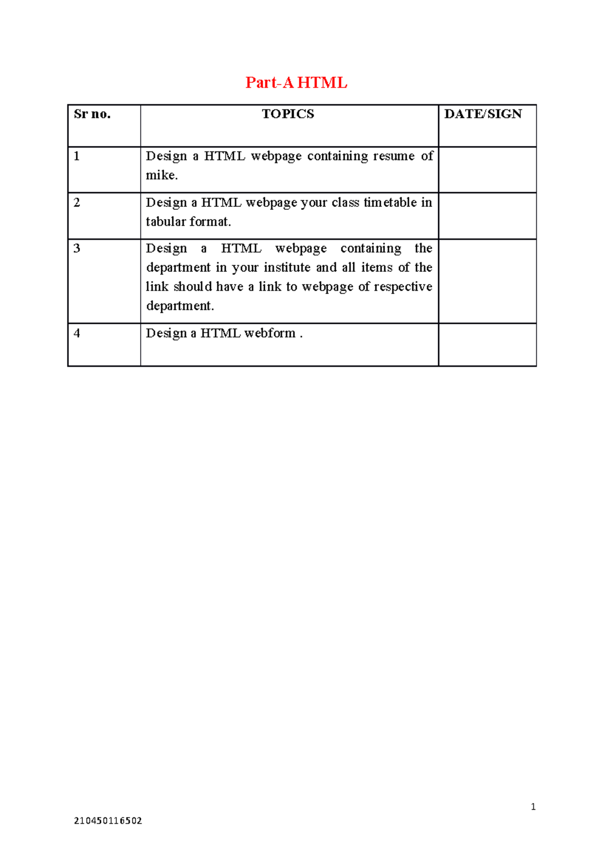 Web Development (WD) Practical Assignments and HTML Lab Notes - Studocu