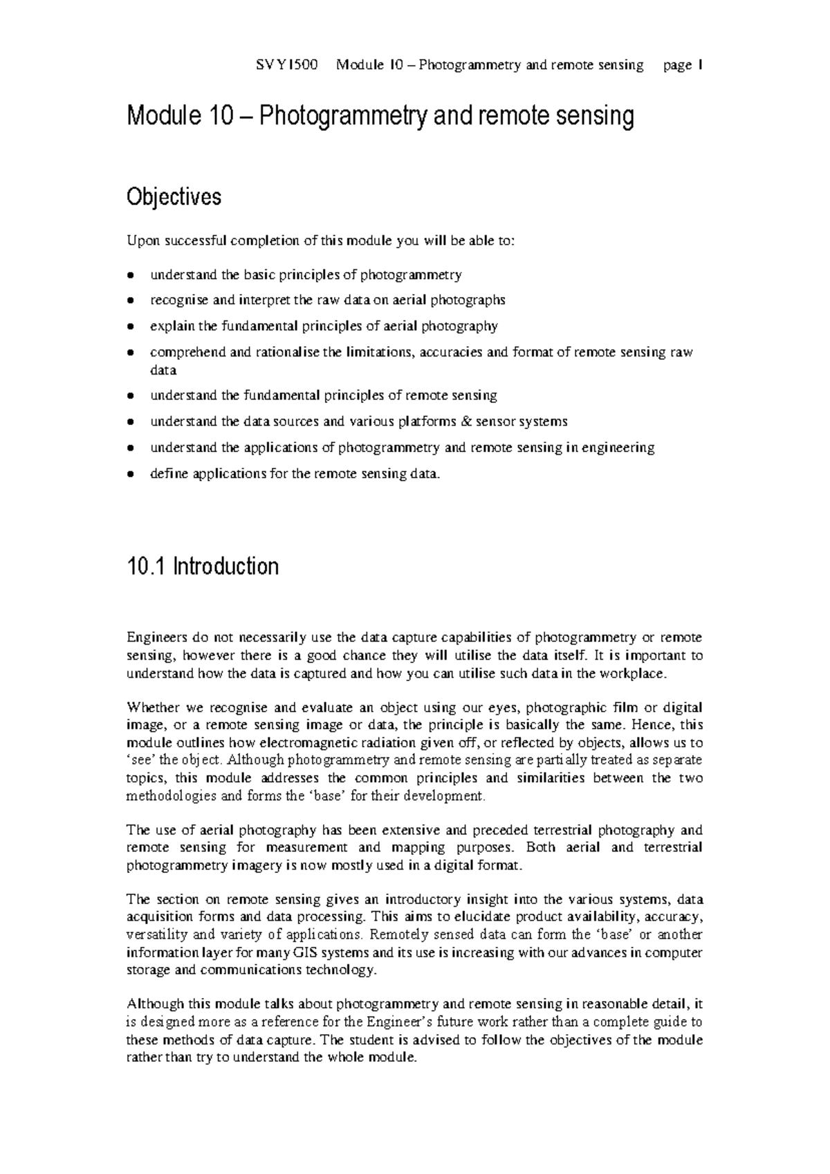 Module 10: Photogrammetry & Remote Sensing Overview and Applications ...