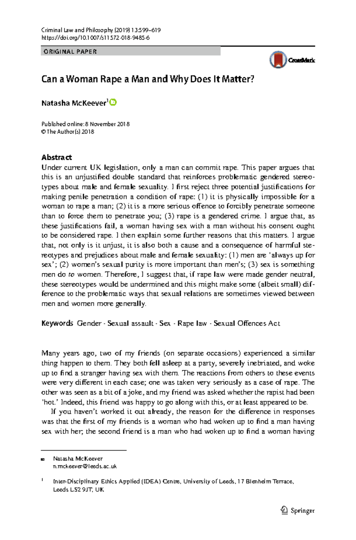 Rape Research for Male Victims: Challenging Gendered Legal Standards ...