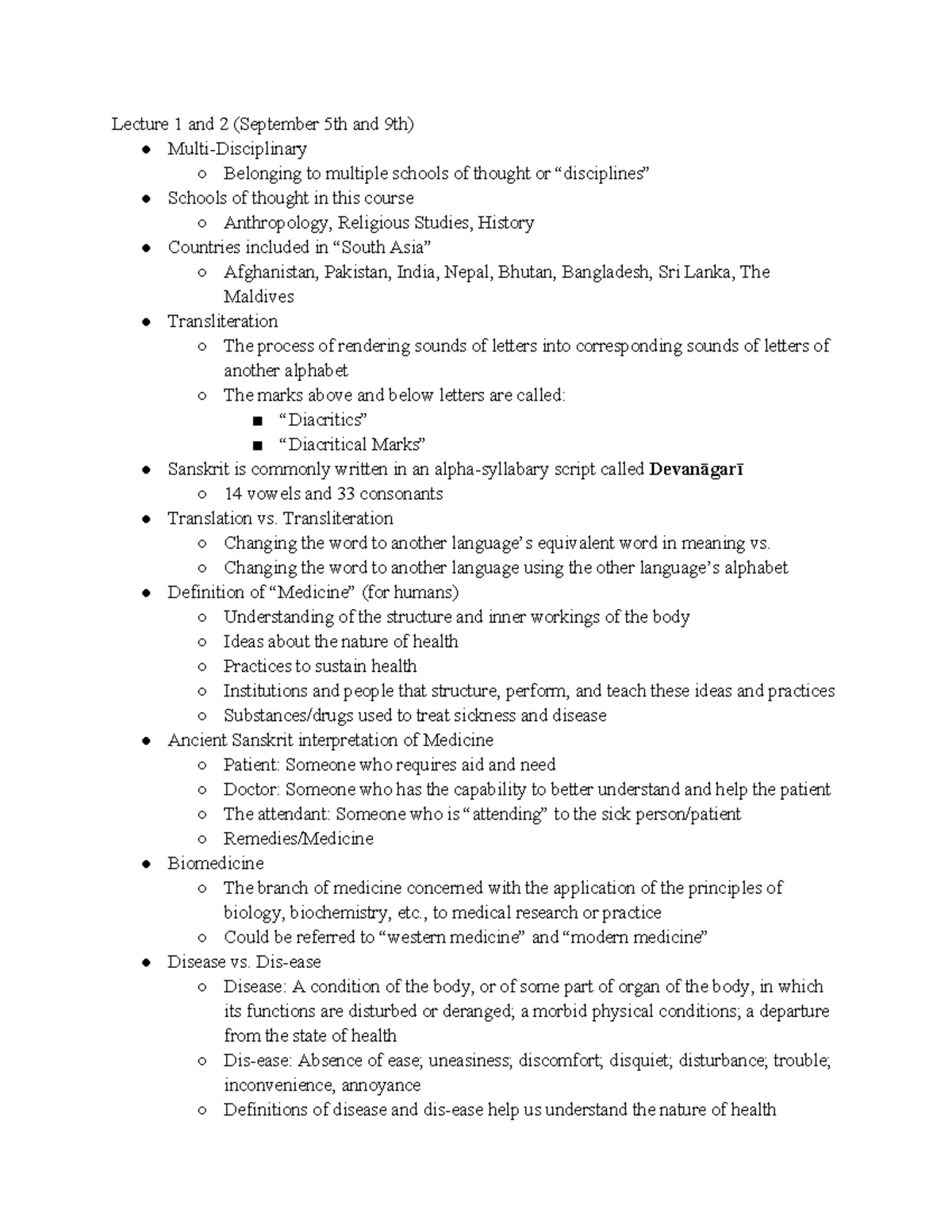 Asian 218 Glossary - Lecture 1 and 2 (September 5th and 9th) Multi ...