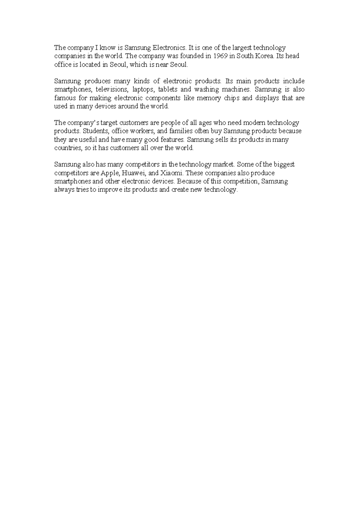 Unit 1: Overview of Samsung Electronics and Its Market Position - Studocu