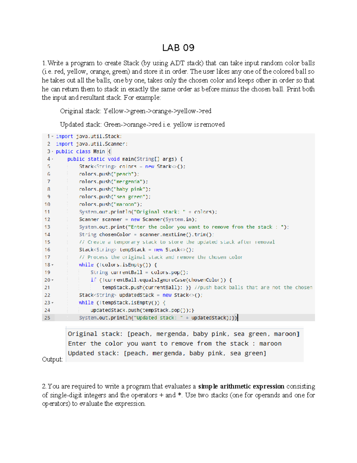 LAB 09 - Its a java data structures and algo course lab - LAB 09 1 a ...