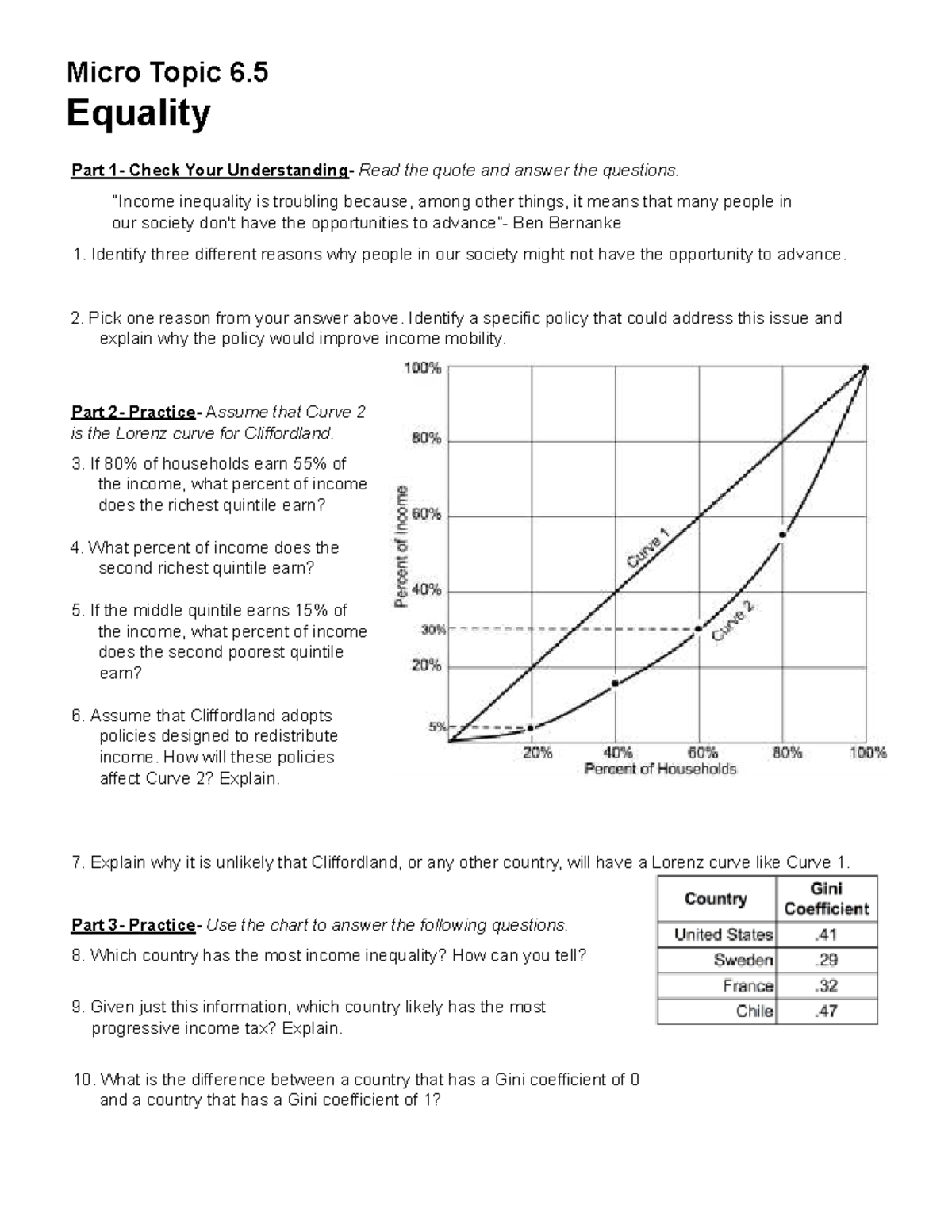 Micro Topic 6.5: Analyzing Income Inequality and Mobility - Studocu