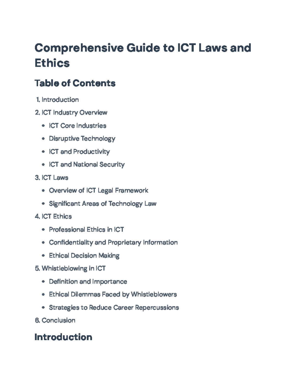 Comprehensive Guide to ICT Laws and Ethics (ICT 101) - Comprehensive ...