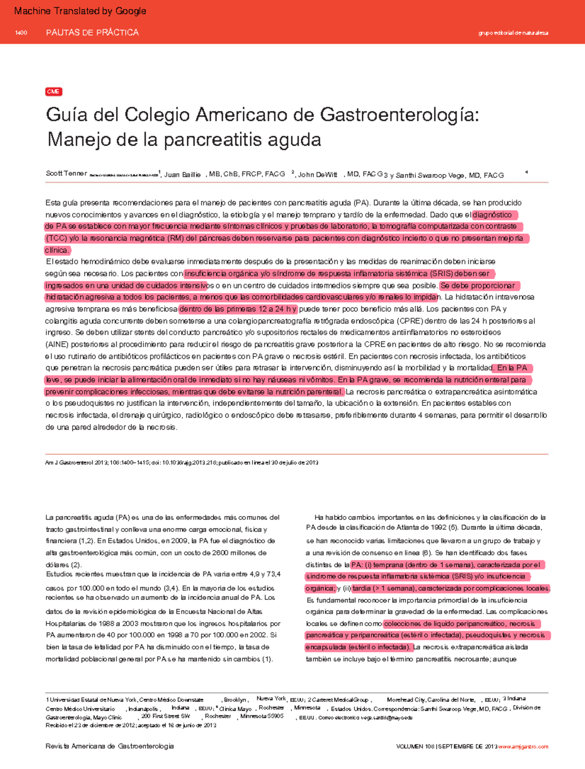 Guía del Colegio Americano de Gastroenterología: Manejo de la ...