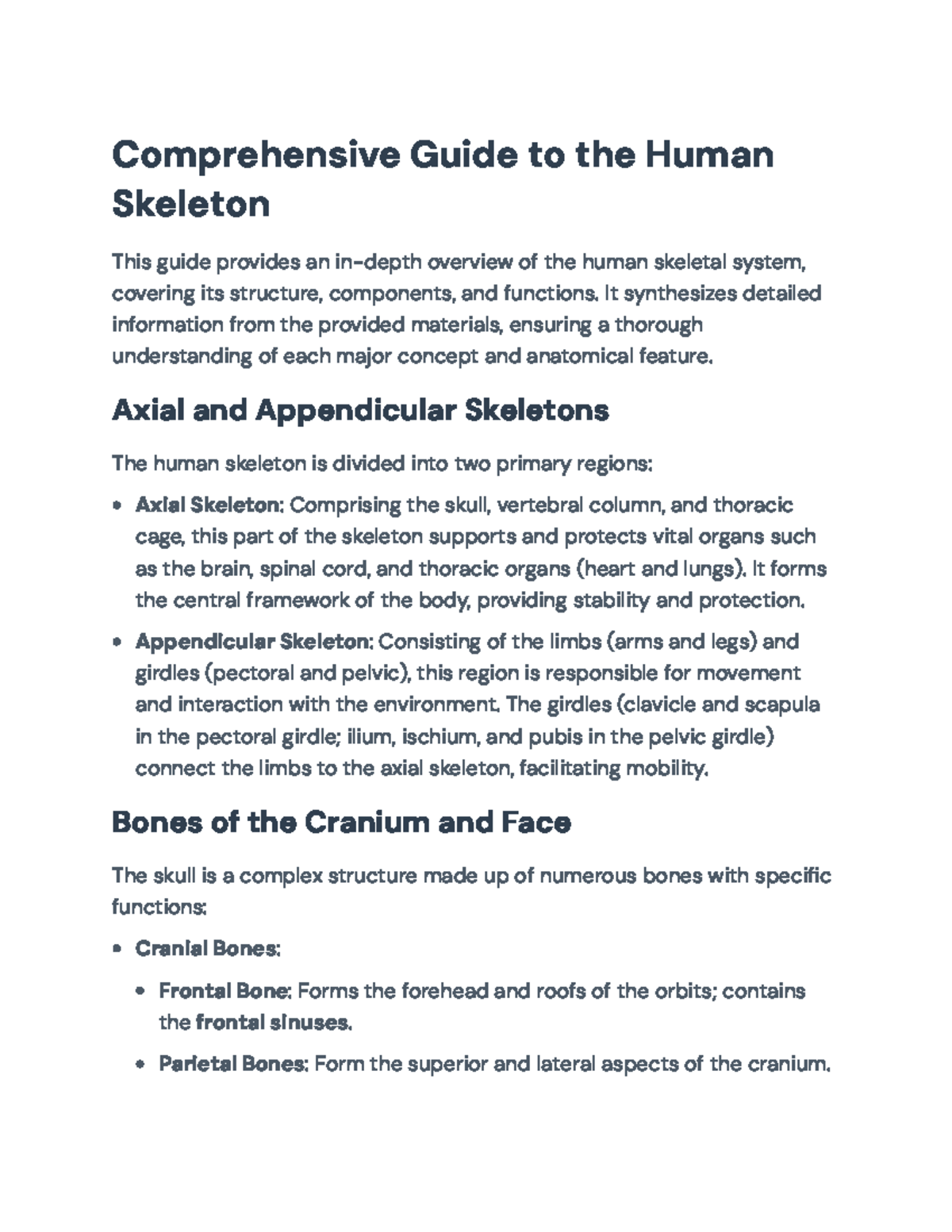 Comprehensive Overview of the Human Skeleton: Structure & Function ...