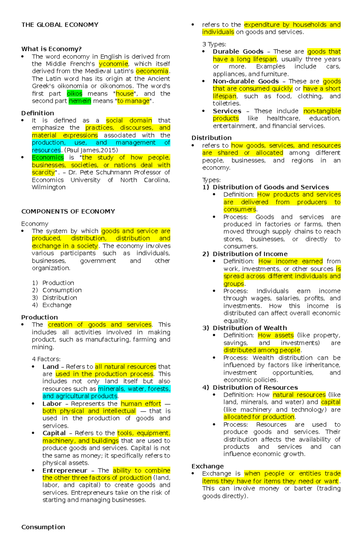 Global Economy Overview: Key Concepts & Impact Analysis - Studocu