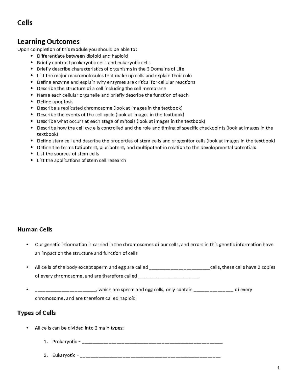 Mod 1: Overview of Cells & Cellular Functions Notes - Studocu