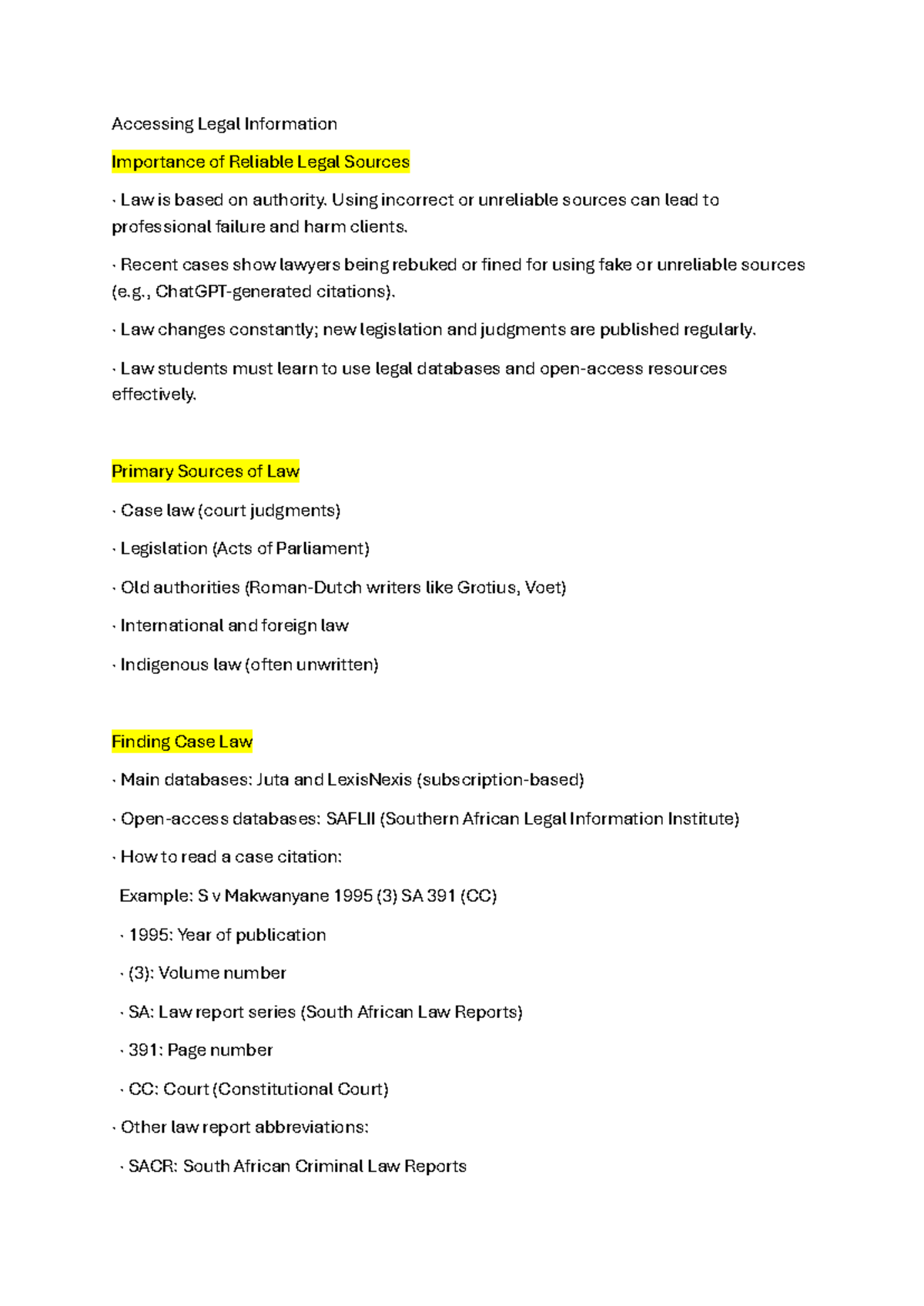Legal Writing - Summarised Notes for Law 101 - Studocu