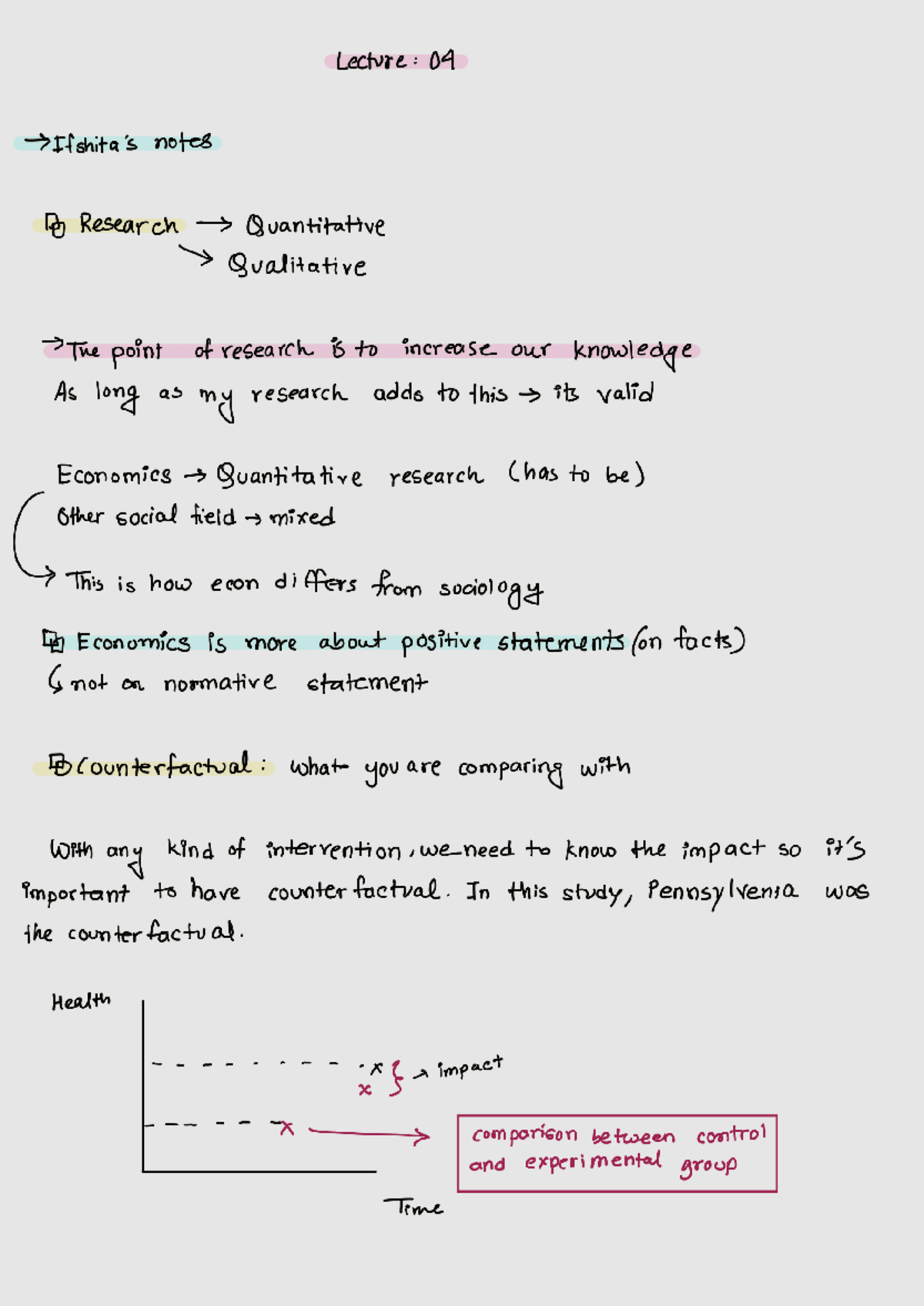 Lecture 04 Notes: Research Methods in Economics (241005) - Studocu