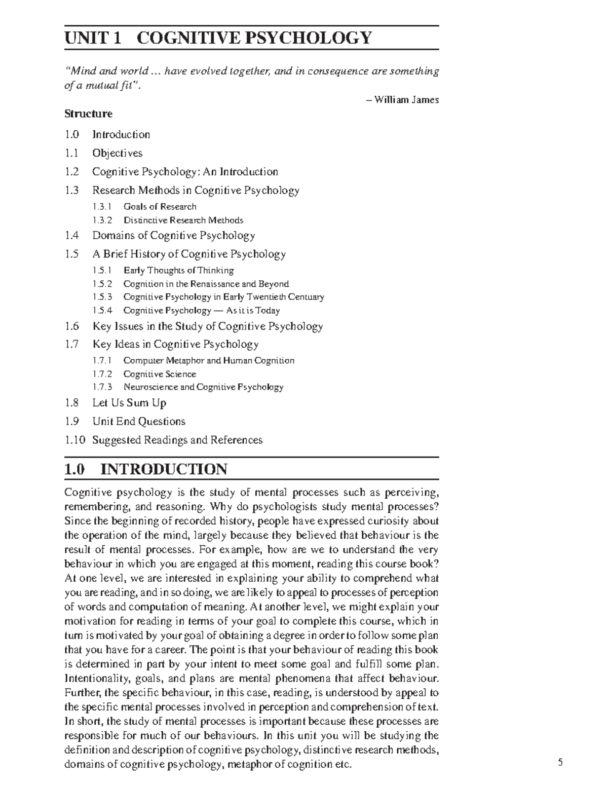 MPC 001: Cognitive Psychology - Unit 1 Overview and Key Concepts - Studocu