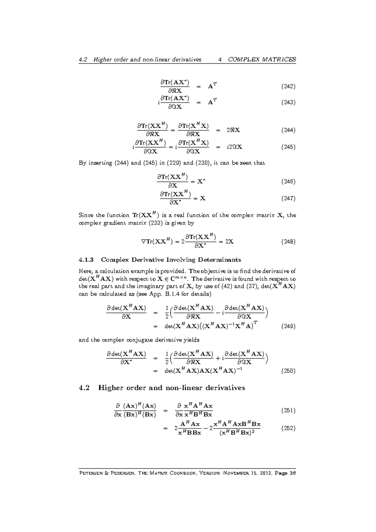 Complex Matrices and Derivatives (MAT 242/243) - A Study Guide - Studocu