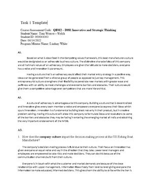 D081 - Task 1 Tip Sheet - D081: Task One Tip Sheet 3081.1 The Impact of ...