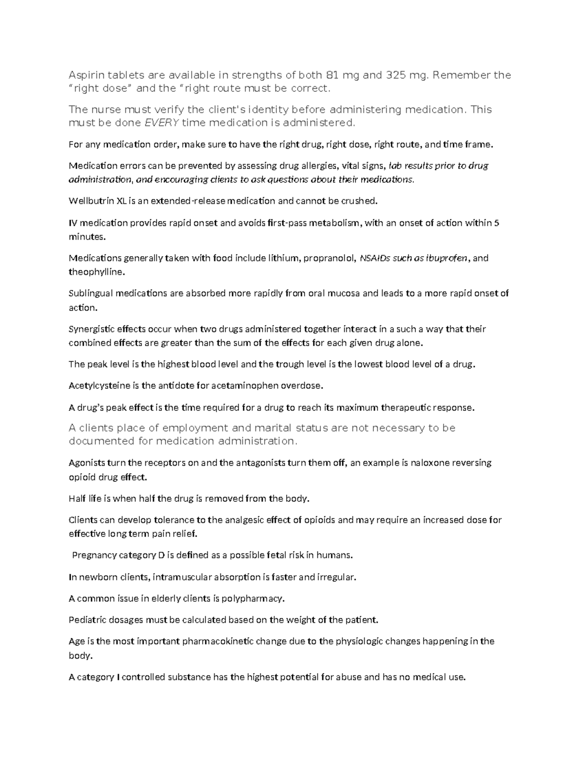 NUR100 Final Exam Review: Key Medication Administration Concepts - Studocu