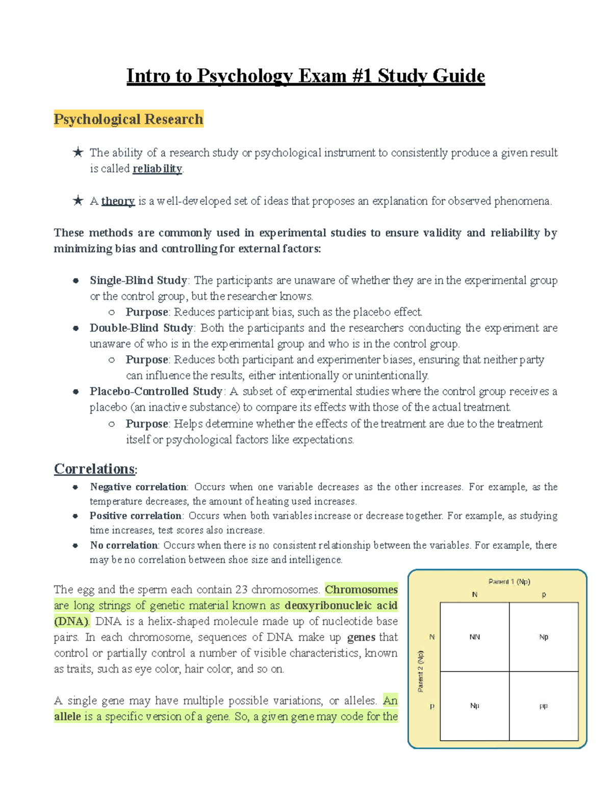 Intro to Psychology PSY101 Exam #1 Study Guide and Key Concepts - Studocu