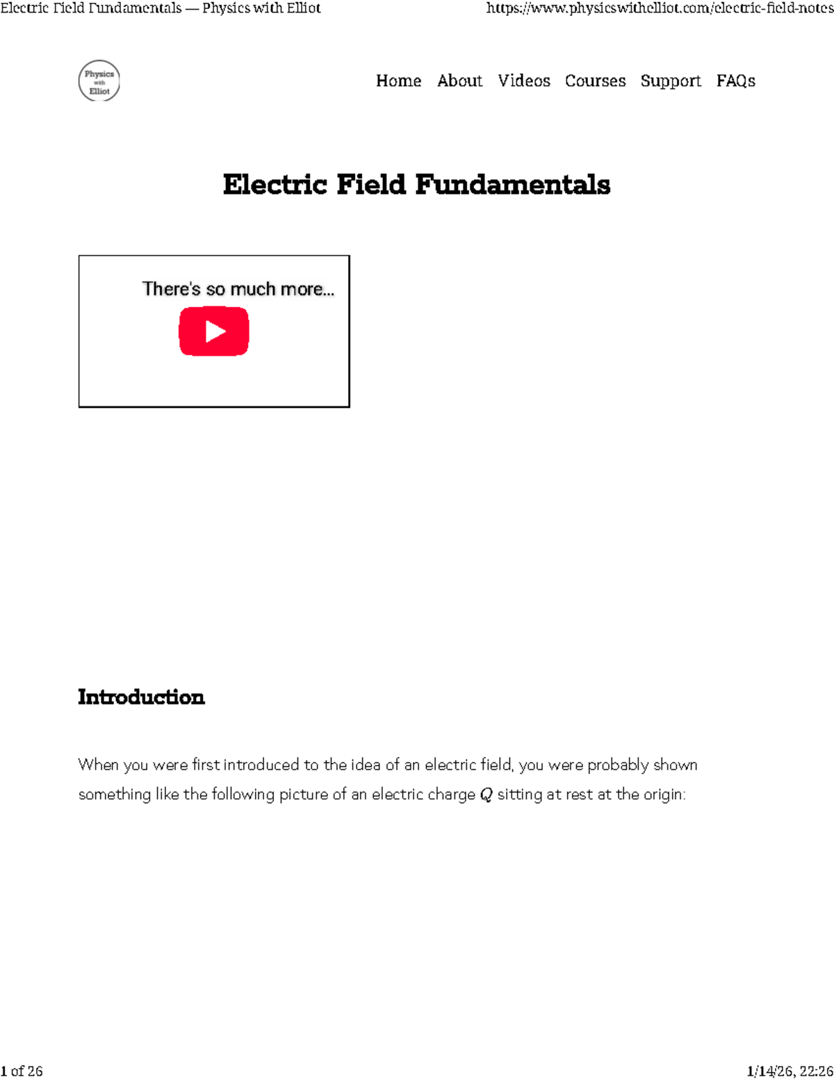 Electric Field Fundamentals PHYS 101: Understanding Charge Dynamics ...