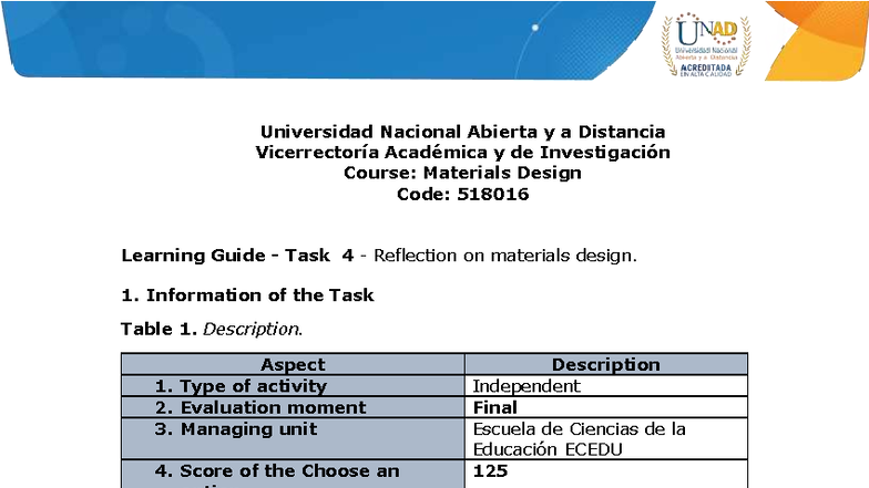 Learning Guide 518016: Task 4 - Reflection on Materials Design - Studocu