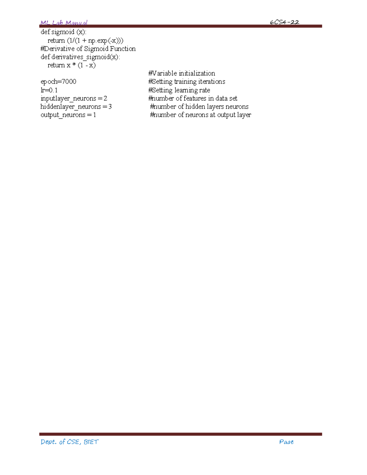 Machine Learning Lab 22 Machine Learning Laboratory Ml Lab Manual