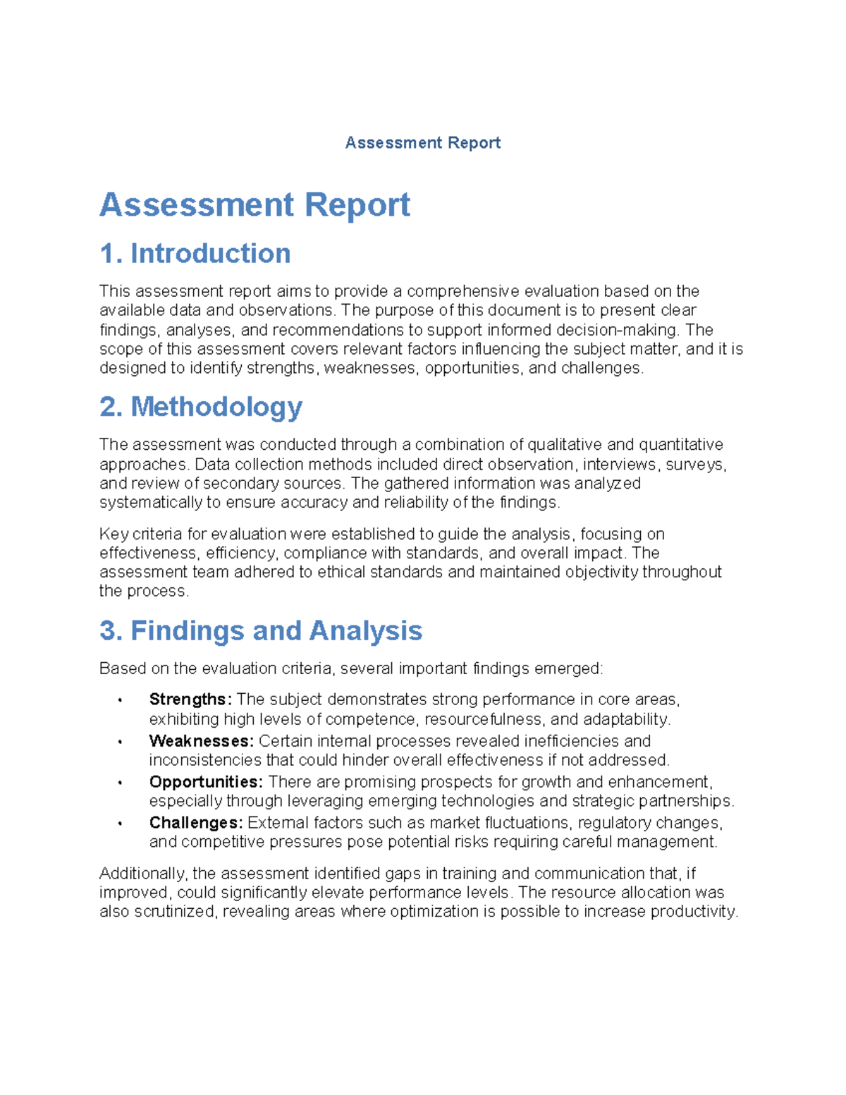Assessment Report: Comprehensive Evaluation & Findings - Essay - Studocu