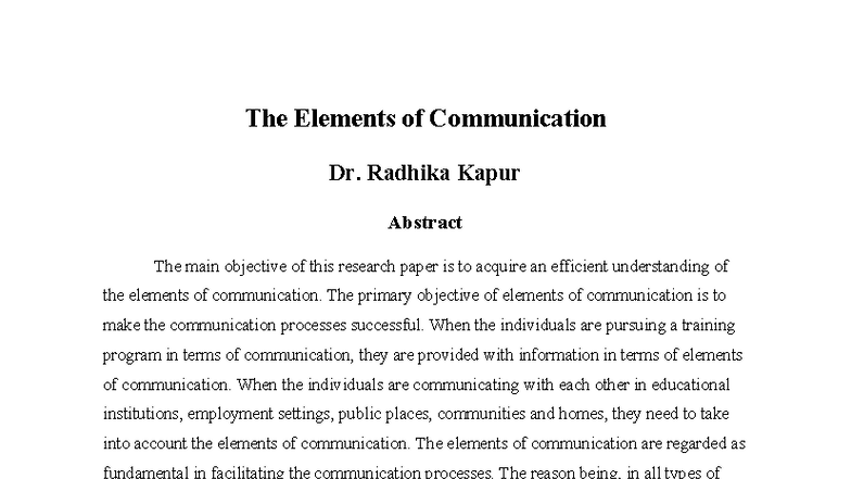 The Elementsof Communication 6 - The Elements of Communication Dr ...
