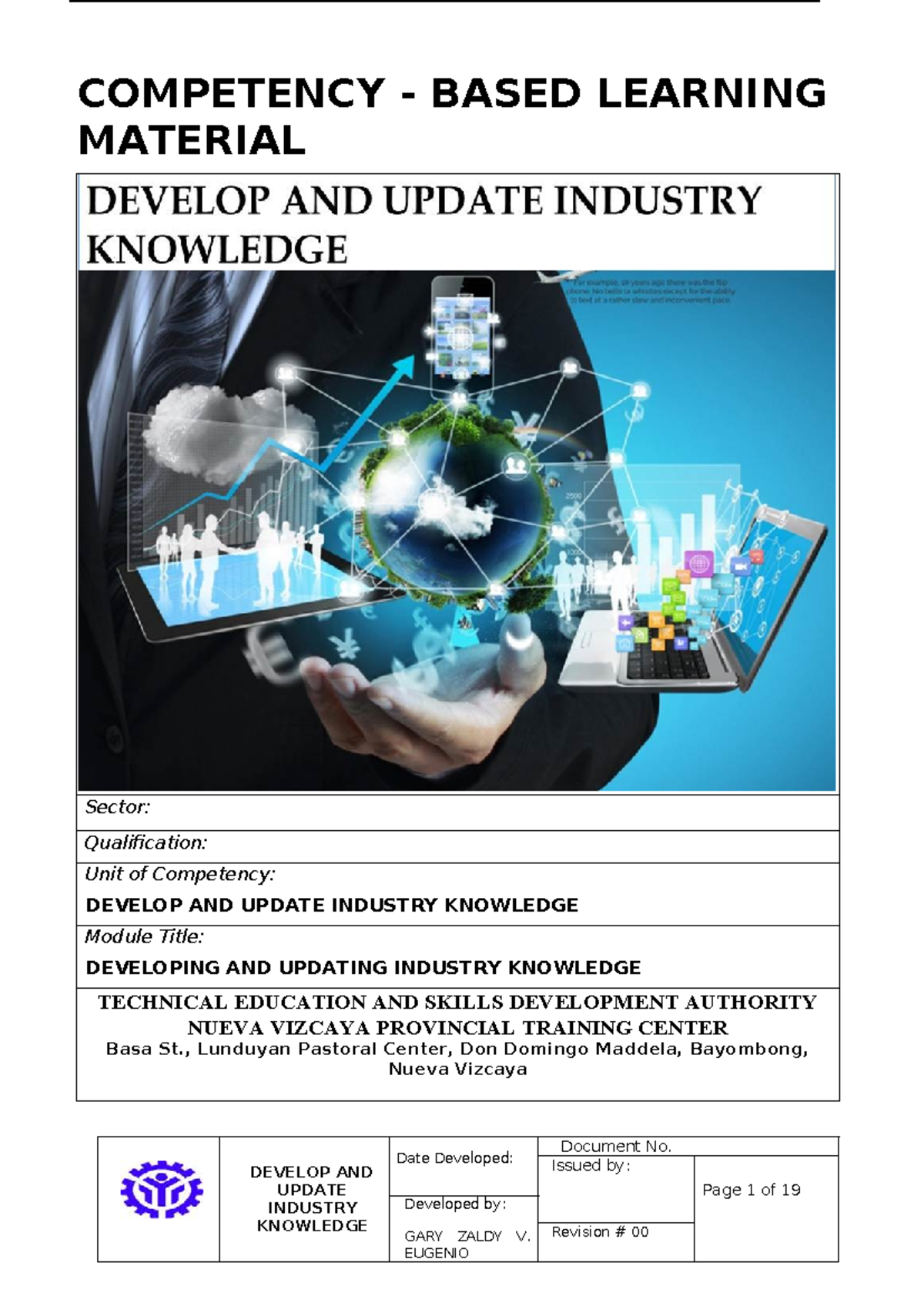 2023 CBLM: Developing and Updating Industry Knowledge Module - Studocu