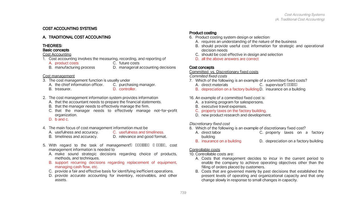 MAS 101 - Comprehensive Notes on Traditional Cost Accounting Systems ...