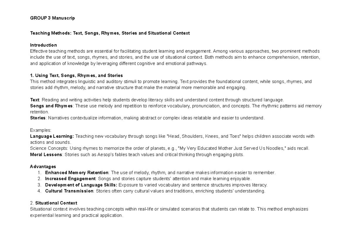 GROUP 3 Manuscript: Teaching Methods in Pathfit - Folkdance - Studocu