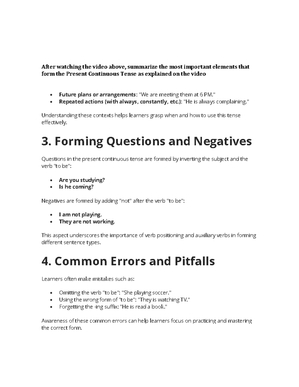 Ingles UND 3 - Present Continuous Tense Overview and Practice - Studocu
