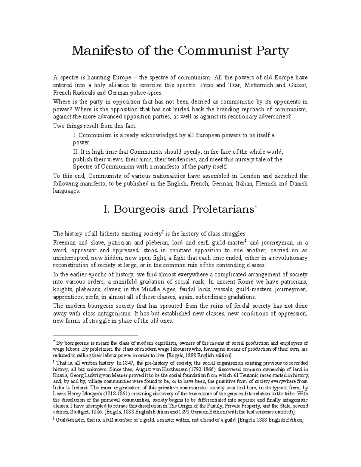 Communist Manifesto - Critical Reading Notes and Analysis - Studocu