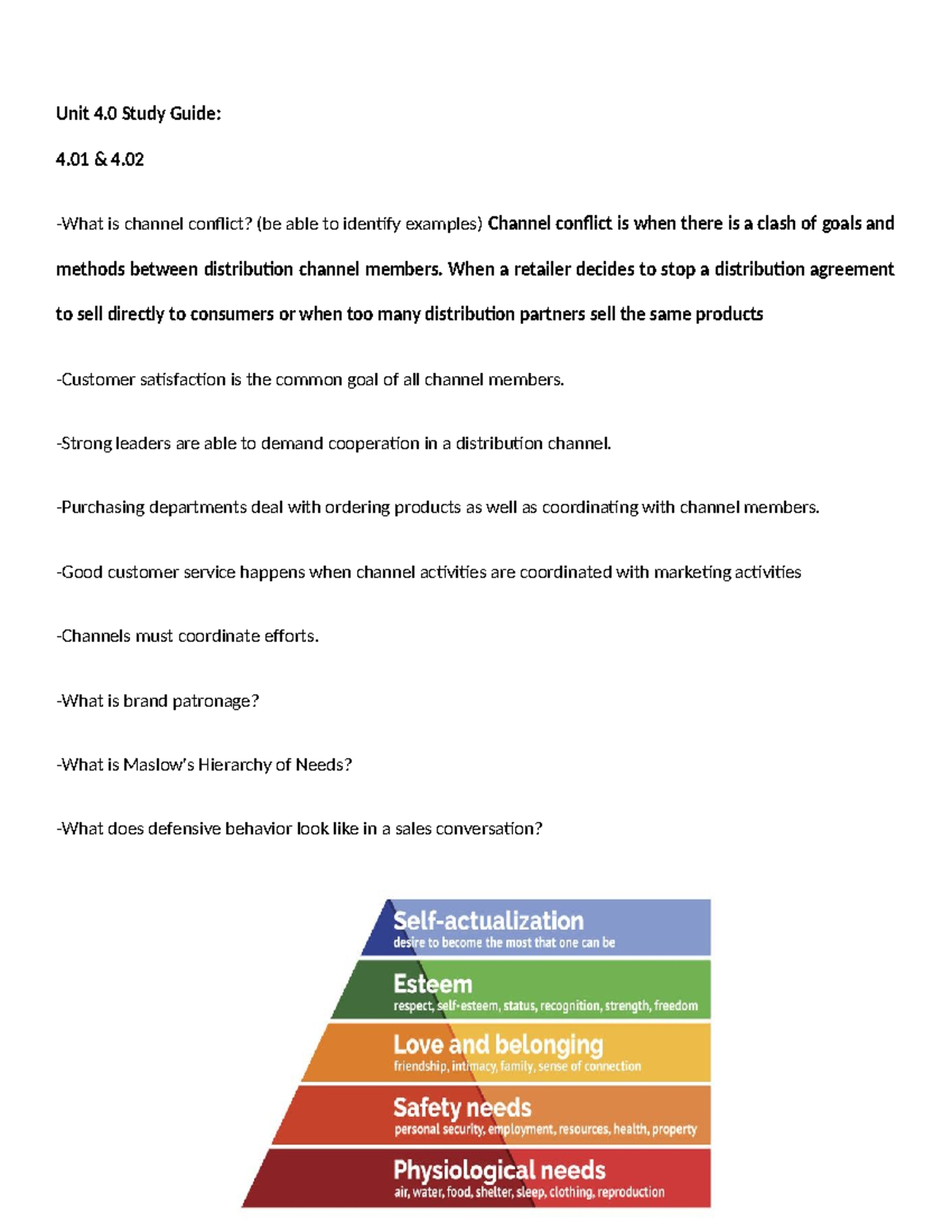 Unit 4.0 Study Guide: Channel Conflict & Probing Questions - Studocu