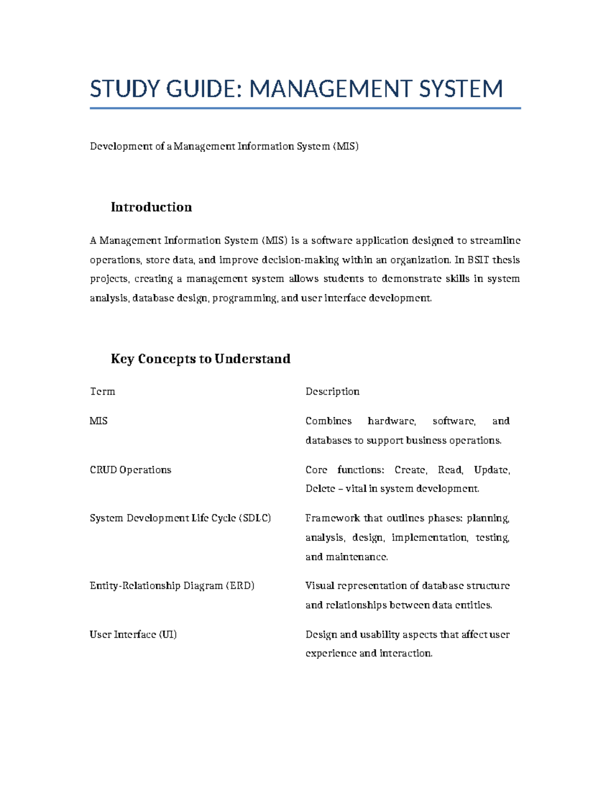 BSIT Thesis Study Guide Management System - STUDY GUIDE: MANAGEMENT ...