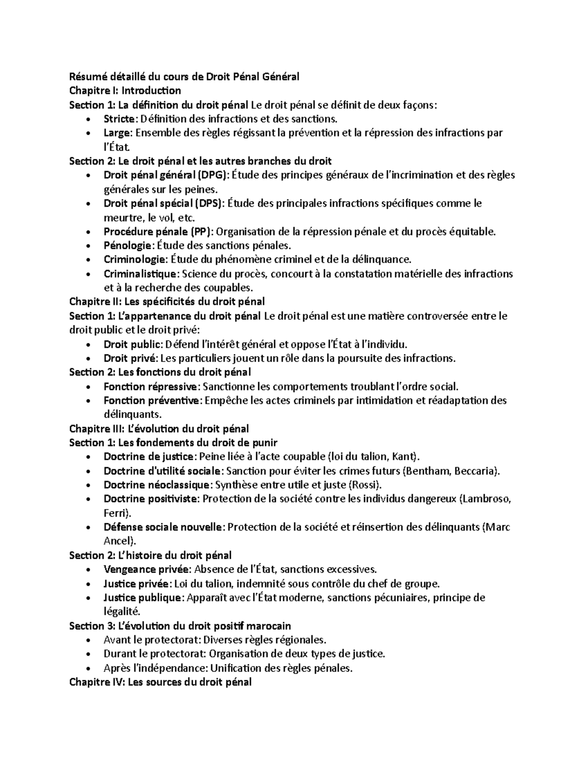 Résumé du cours de Droit Pénal Général (DPG) - Concepts et Principes ...