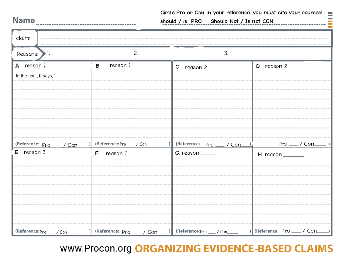 Evidence chart for argument essay - Point 1 Point 2 (Reference ...