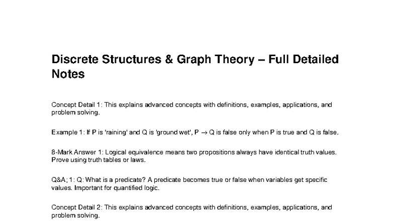 DSGT 100: Comprehensive Notes on Graph Theory Concepts - Studocu
