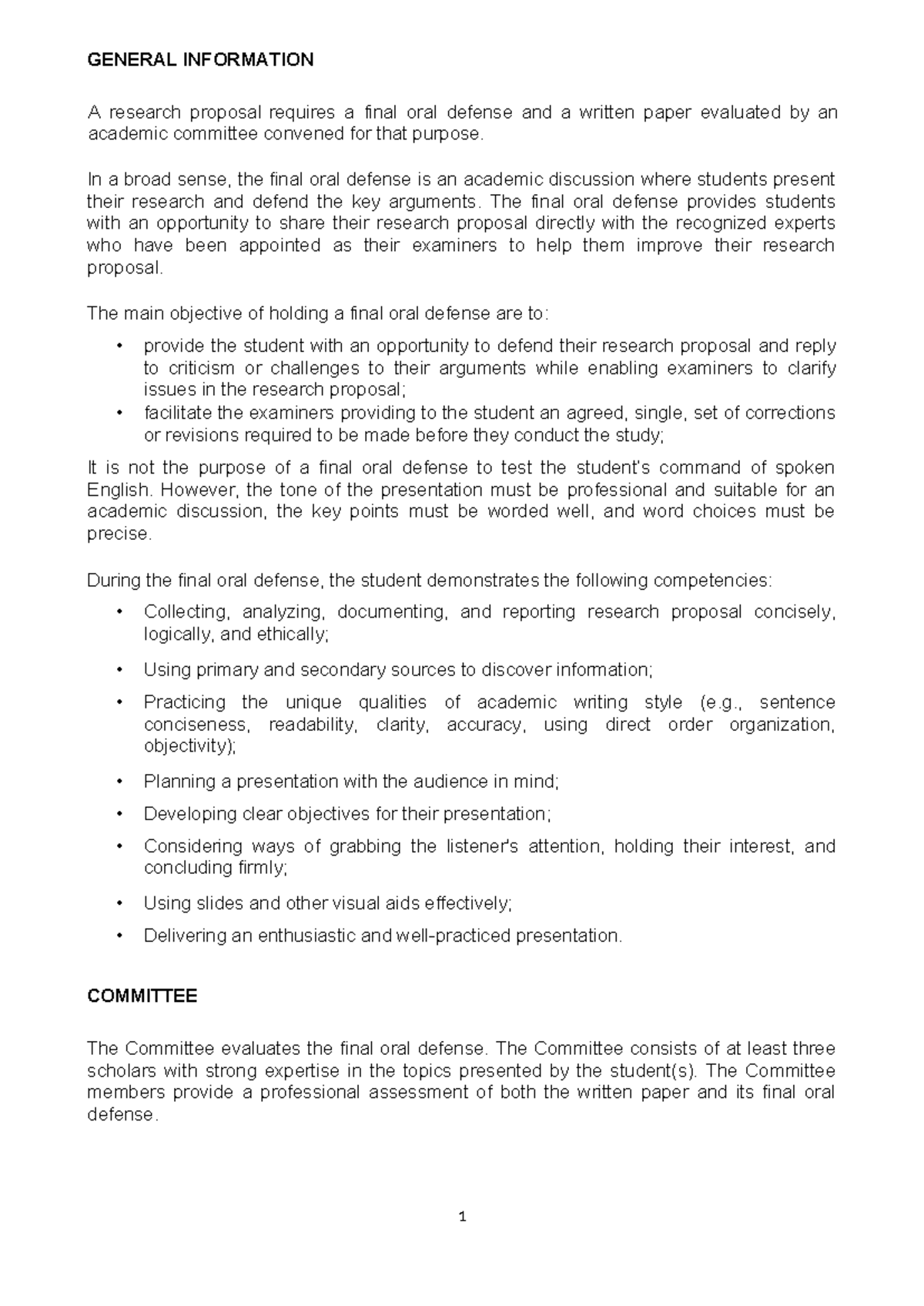 Final Defense Guidelines for Research Proposals - Studocu