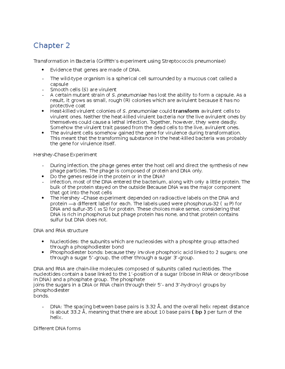 BIOL 367 - lecture notes biol 367 - Chapter 2 Transformation in ...