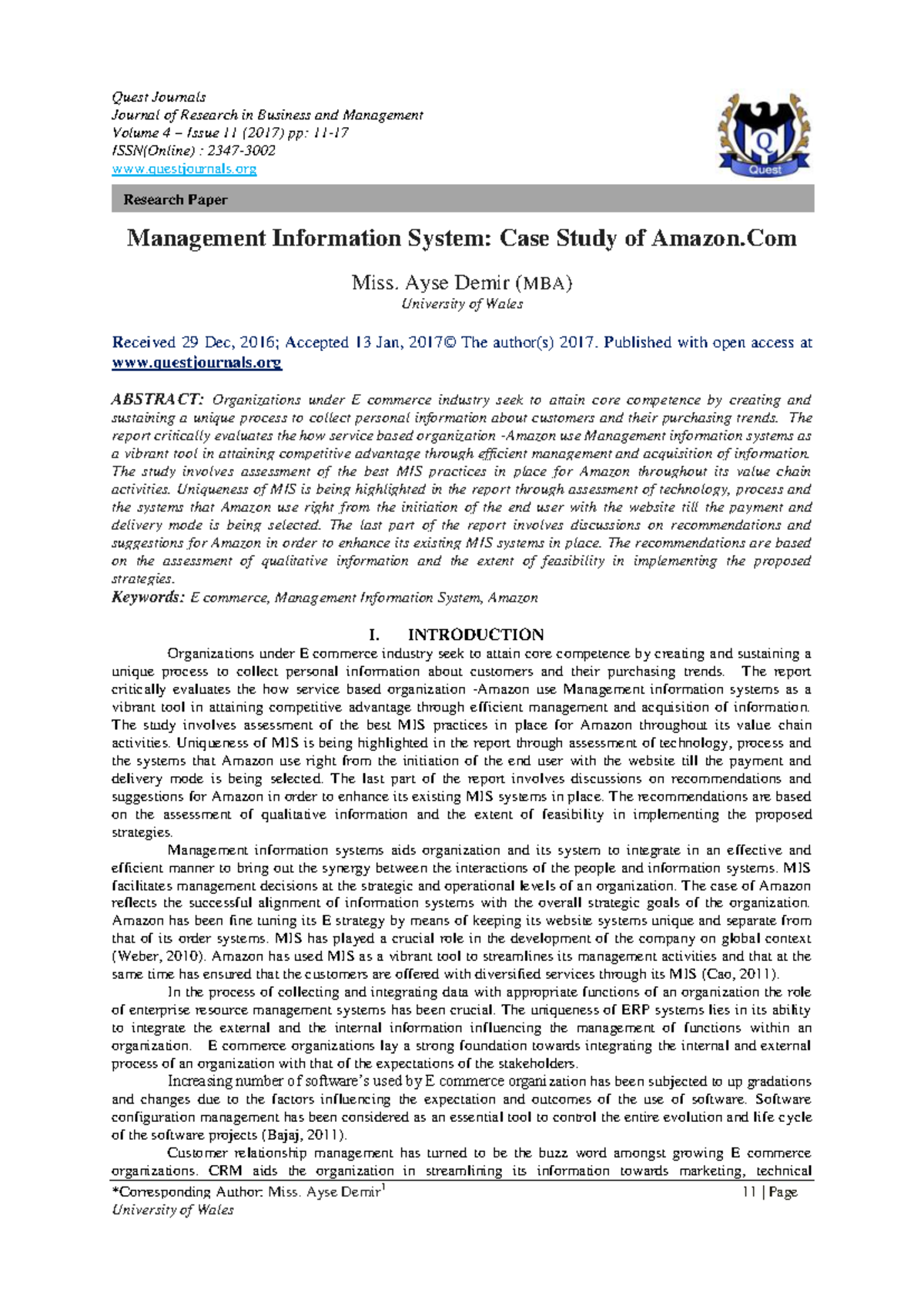 Management Information System Case Study: Insights from Amazon - Studocu
