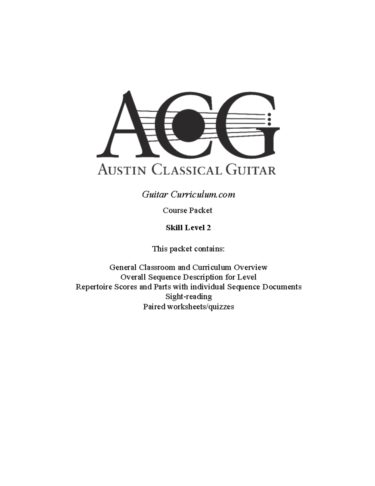 Guitar Curriculum Course Packet L2: Skill Level 2 Overview - Studocu