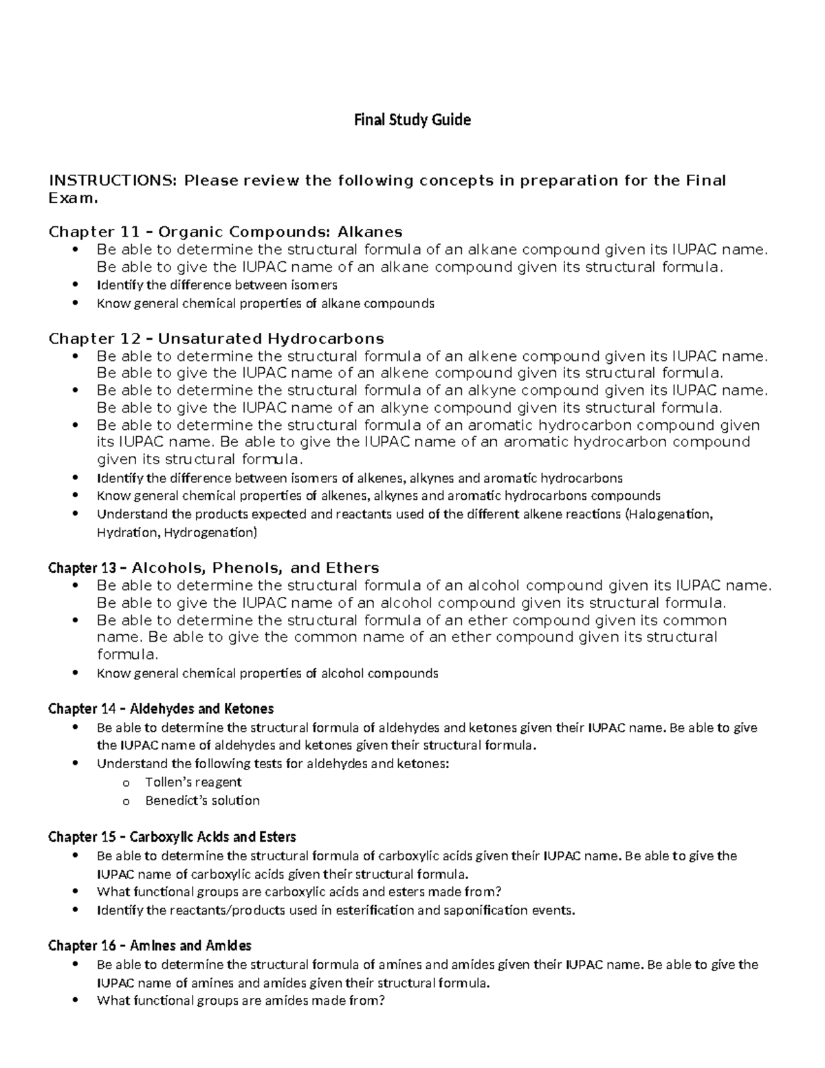 Final Study Guide - Final Study Guide INSTRUCTIONS: Please review the ...