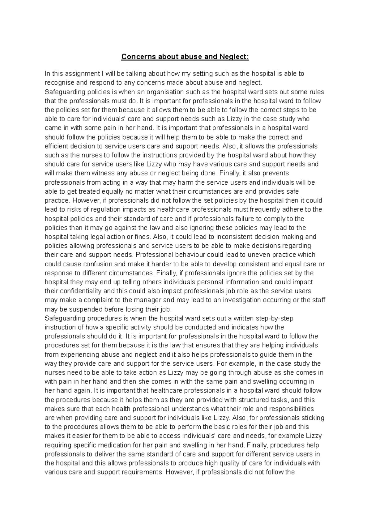 Unit 7 Assignment Part 3 - Safeguarding in Health & Social Care Level 3 ...
