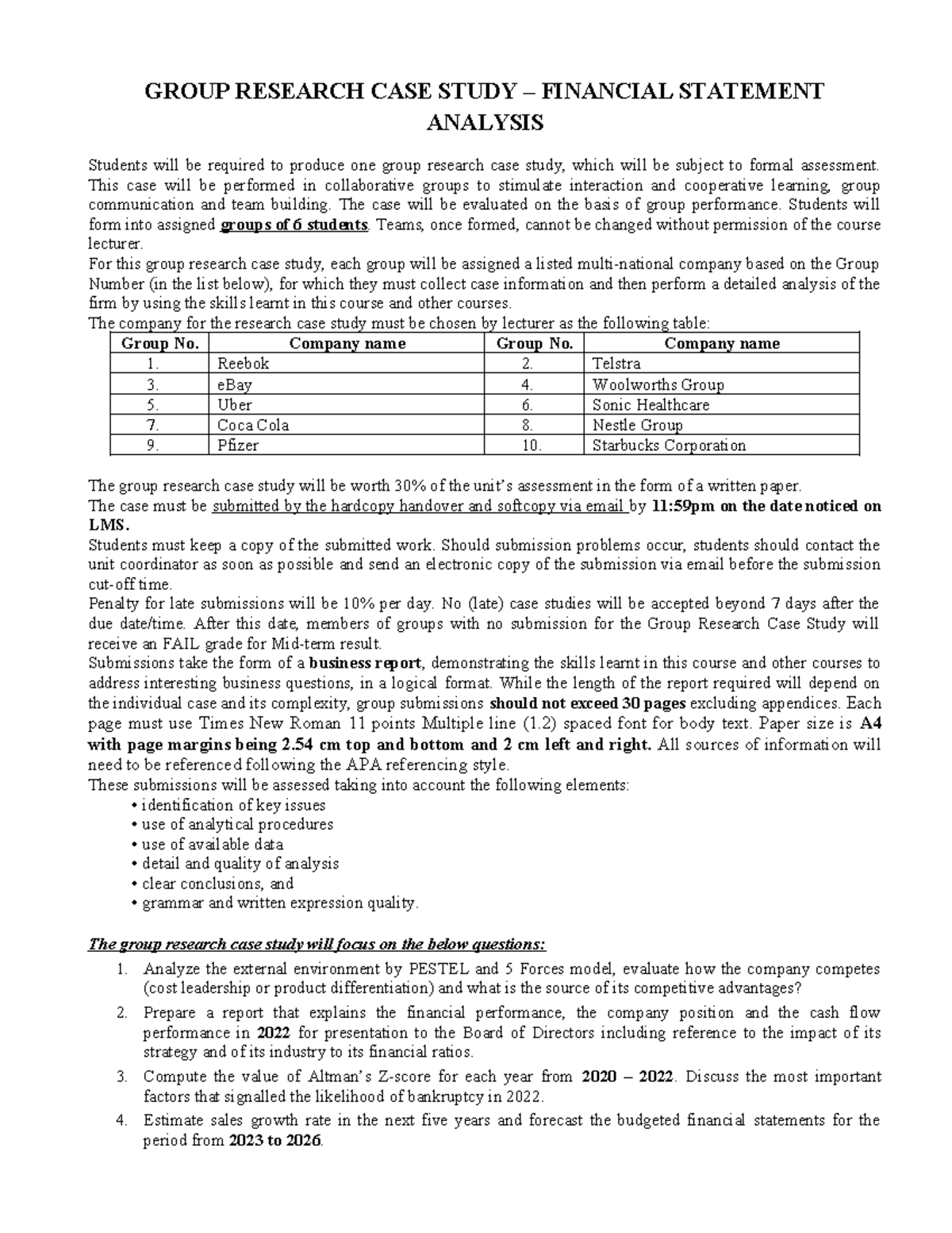 Group research Assignment 2023 - GROUP RESEARCH CASE STUDY – FINANCIAL ...