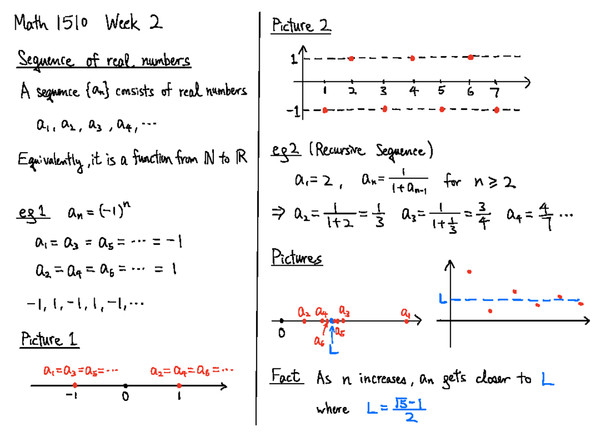 Math 1510D Week 2 - Lecture Notes on Sequences and Limits - Studocu