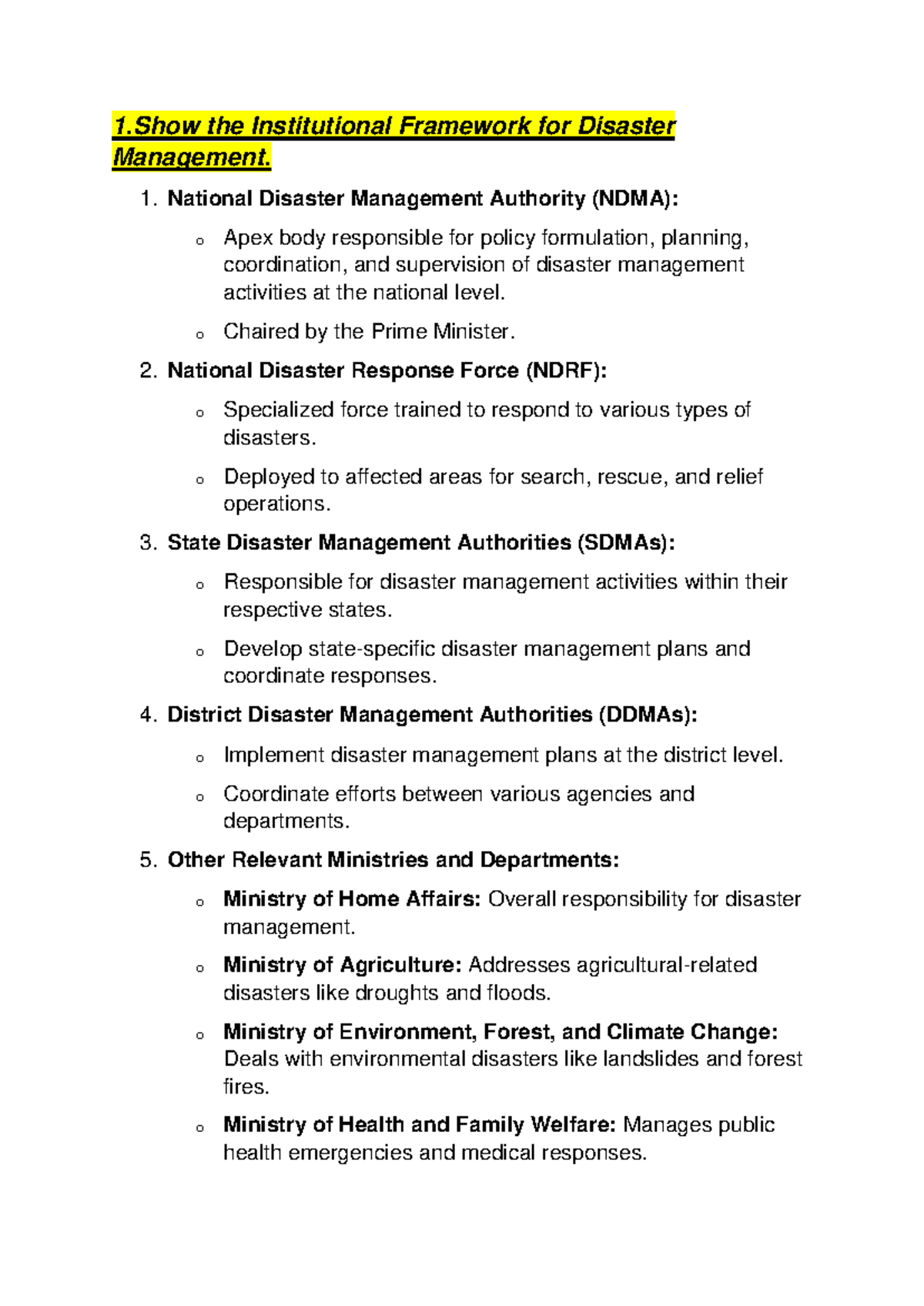 DMM IA2 - ... - 1 the Institutional Framework for Disaster Management ...