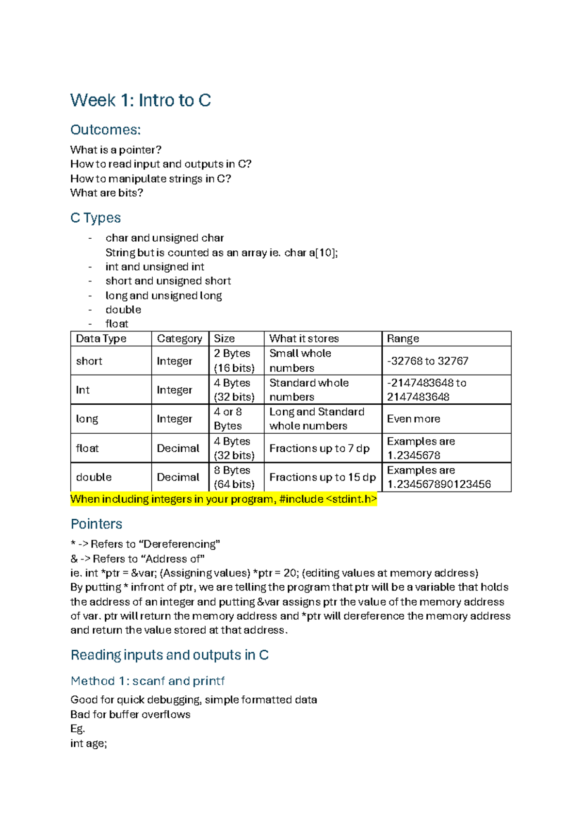 Week 1-8: Comprehensive C Programming Tutorial Notes - Studocu