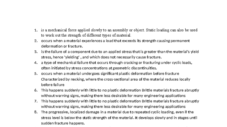 Lecture 2 - Understanding Mechanical Failure and Fatigue - Studocu