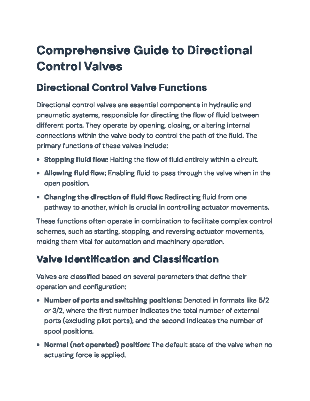 Comprehensive Overview of Directional Control Valves - MECH 101 - Studocu