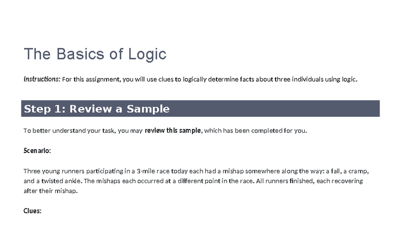 Logic Puzzle Assignment - Critical Thinking Skills Analysis - Studocu