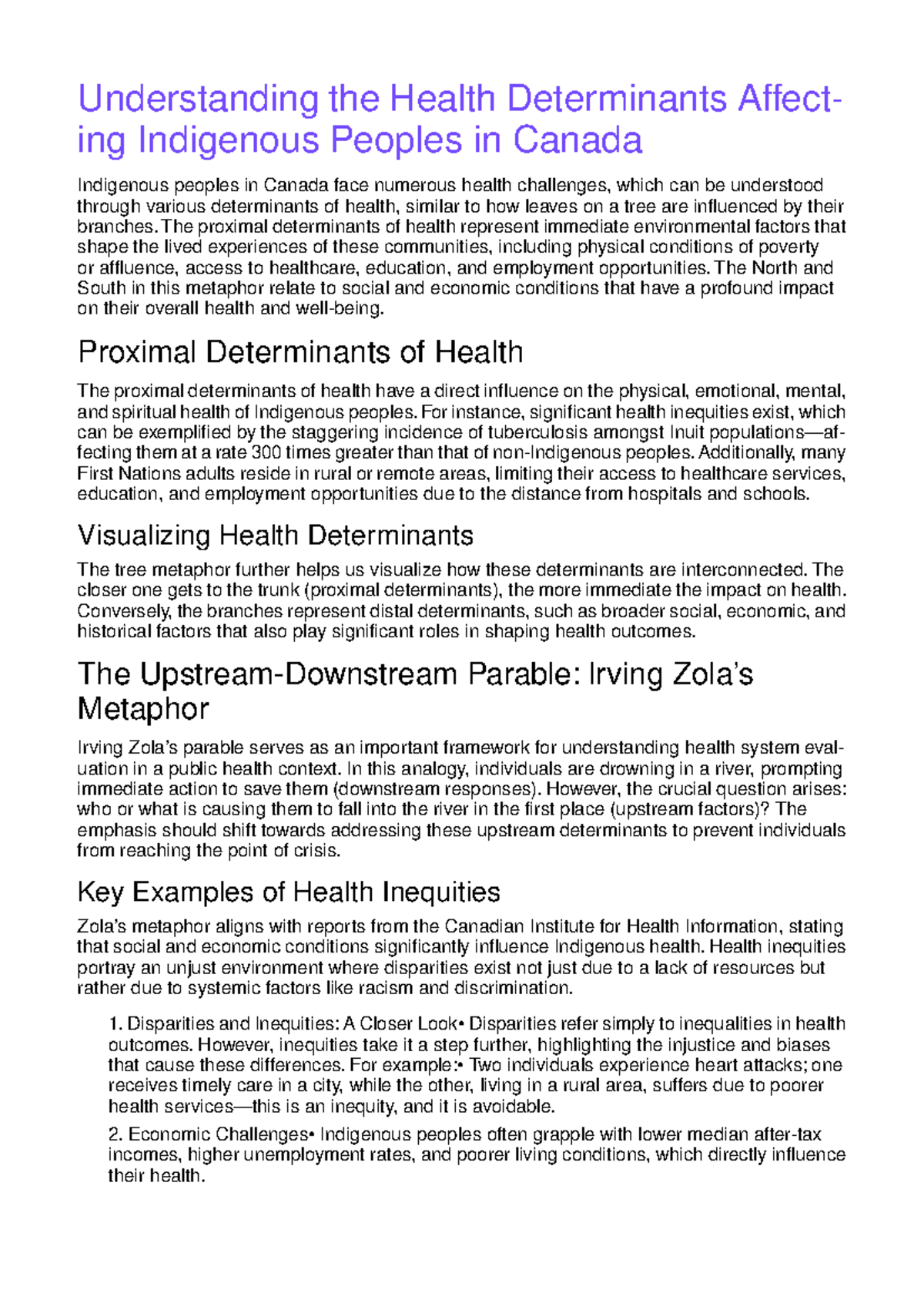 INHS Lecture 2: Health Determinants of Indigenous Peoples in Canada ...