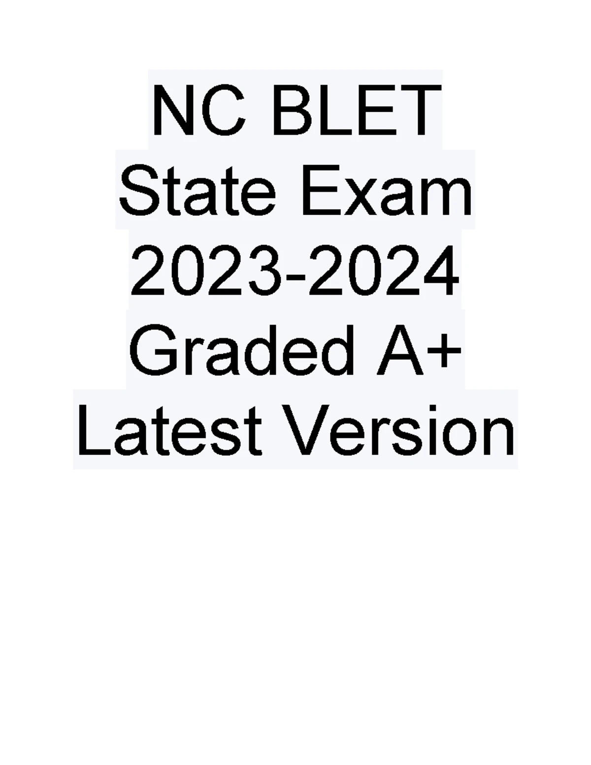 NC BLET State Exam 2023-2024 A+ Graded Study Guide and Key Concepts ...
