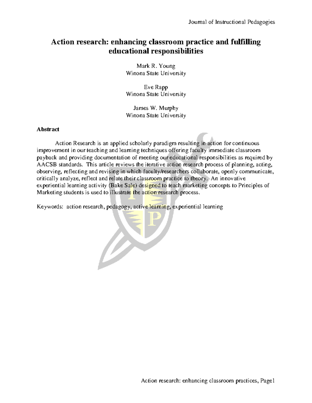 Action research enhancing classroom practice and procedure - Education ...